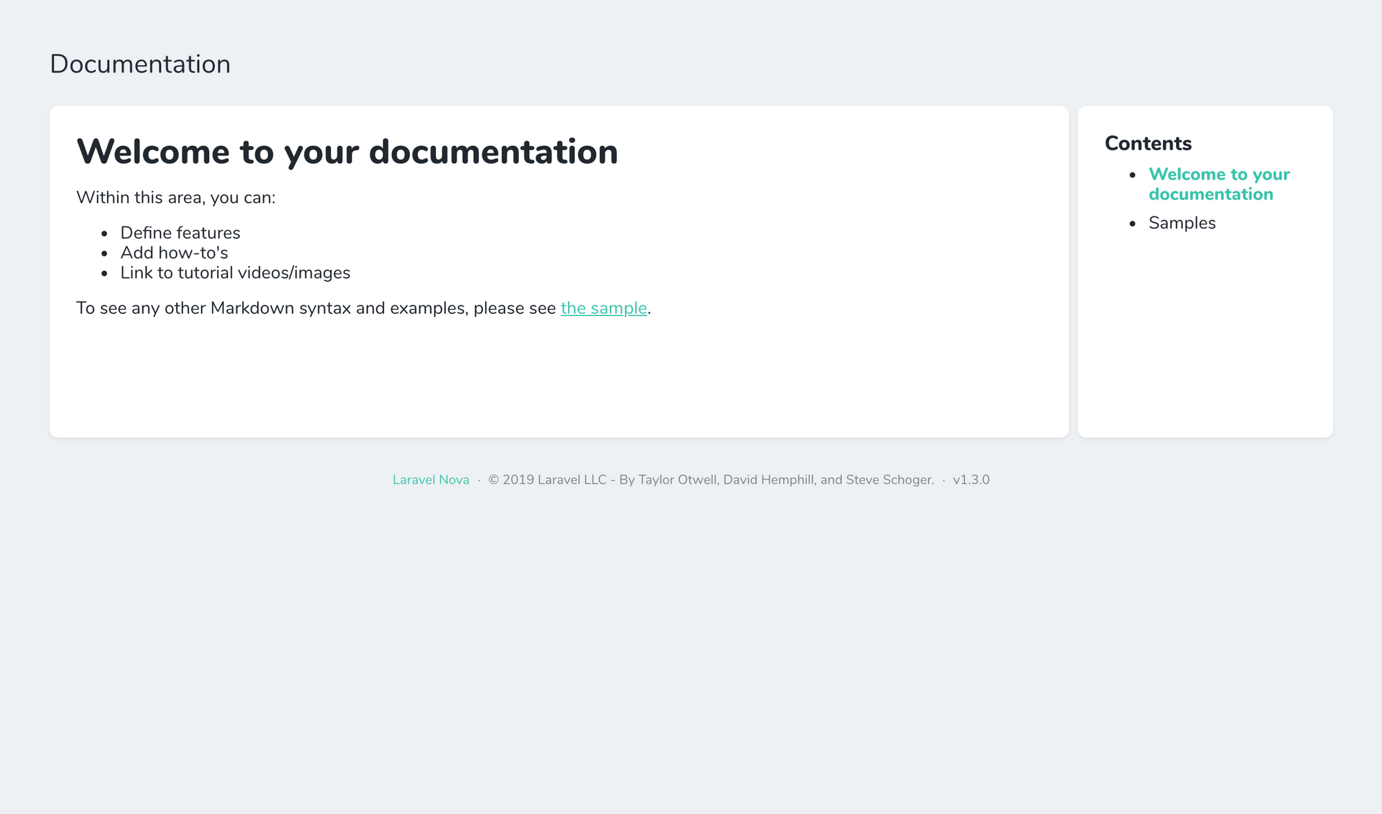 Adding documentation to your Laravel Nova installations